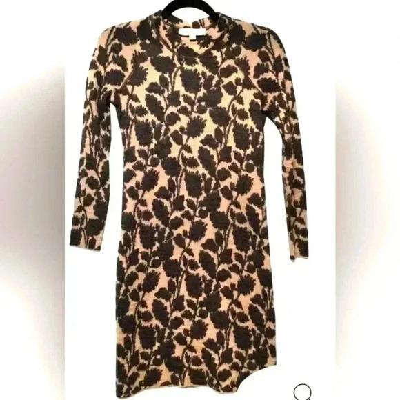 LOFT BLACK FLORAL  LONG SLEEVE MINI DRESS SIZE XSM - Picture 1 of 5